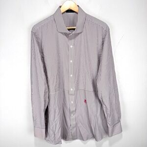 G/FORE Paneled Modern Spread Collar Woven Button Shirt Men 2XL White‎ Maroon